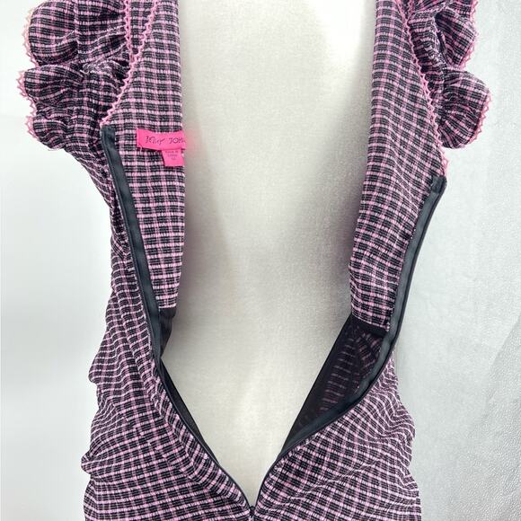 Betsey Johnson MAD ABOUT PLAID MINI DRESS‎ PINK 14 - Picture 6 of 9